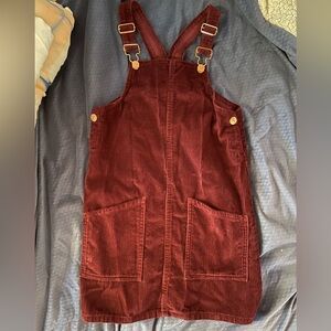 Denim&Co Burgundy Corduroy Overalls